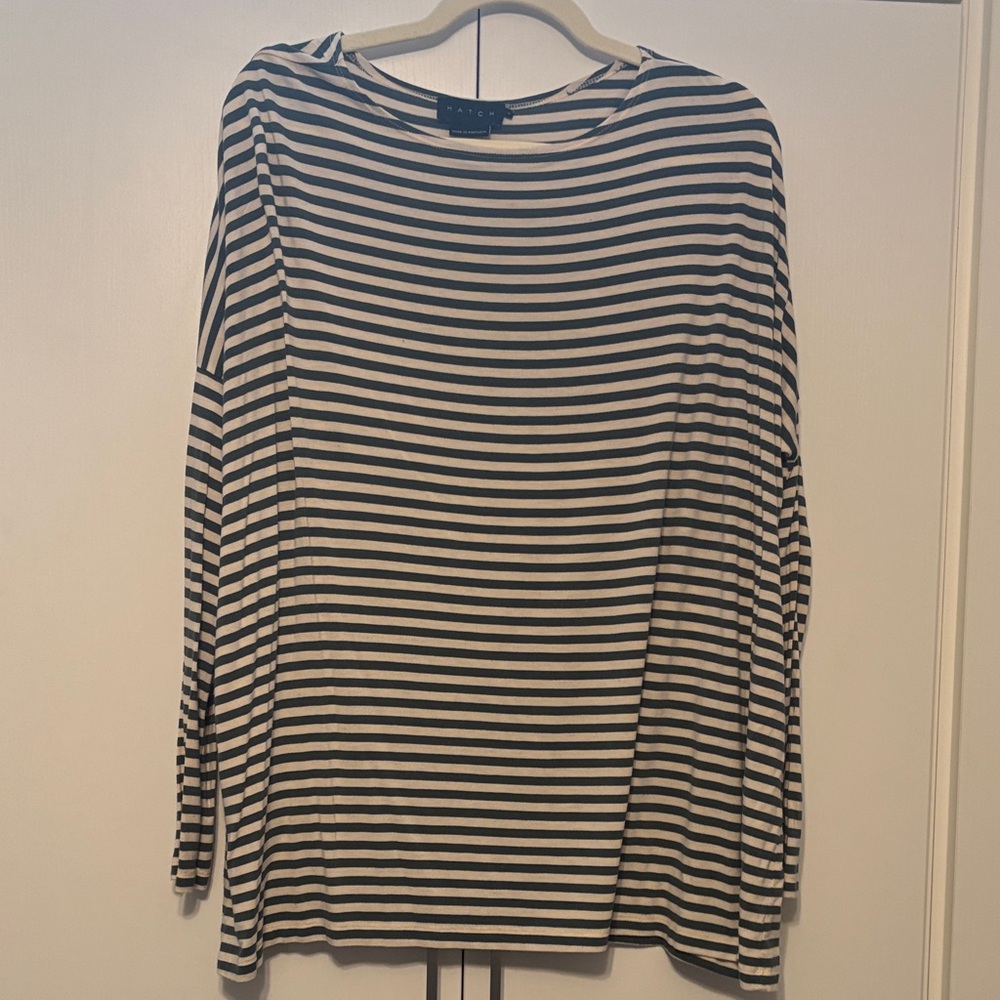 Hatch Long sleeved Tee Size 1 Olive/Oat Stripe